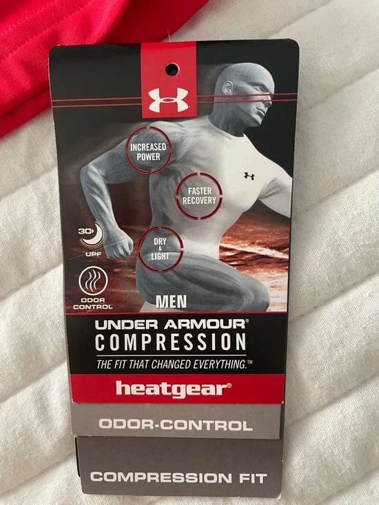 Under Armour Red and Black Short Sleeve Compression Tee - Picture 3 of 7